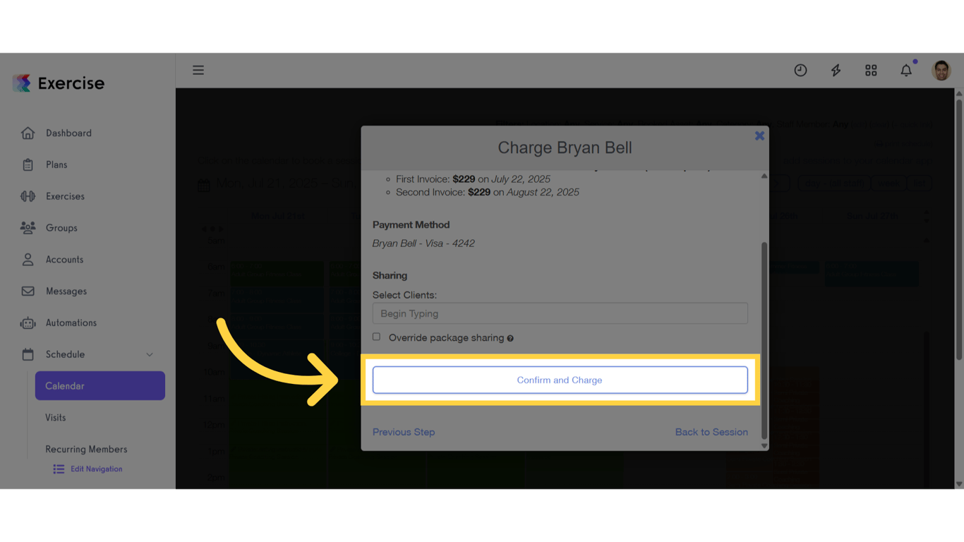 Click 'Confirm and Charge'
