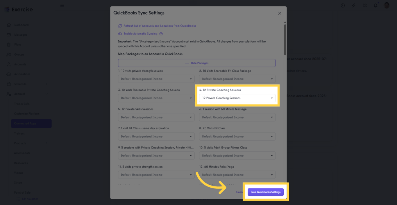 Save QuickBooks settings