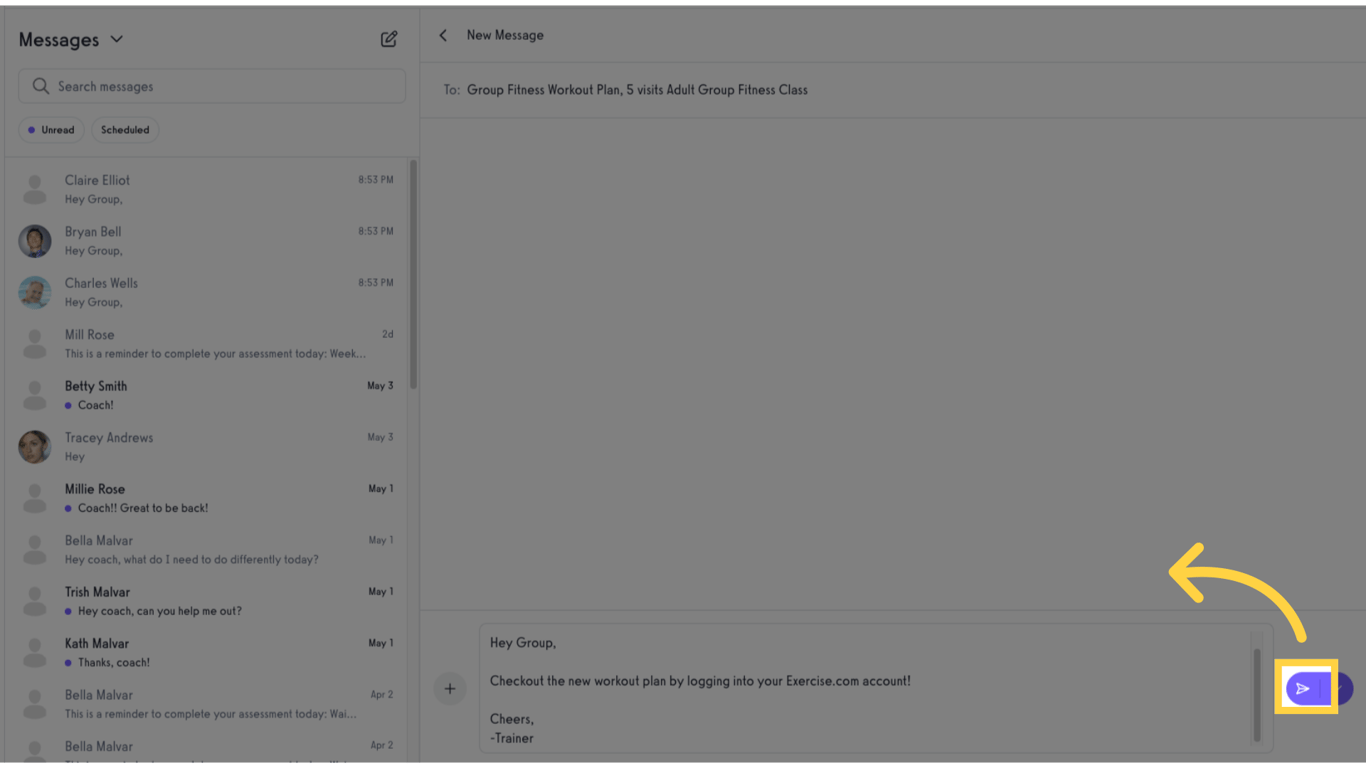 Click to send message.