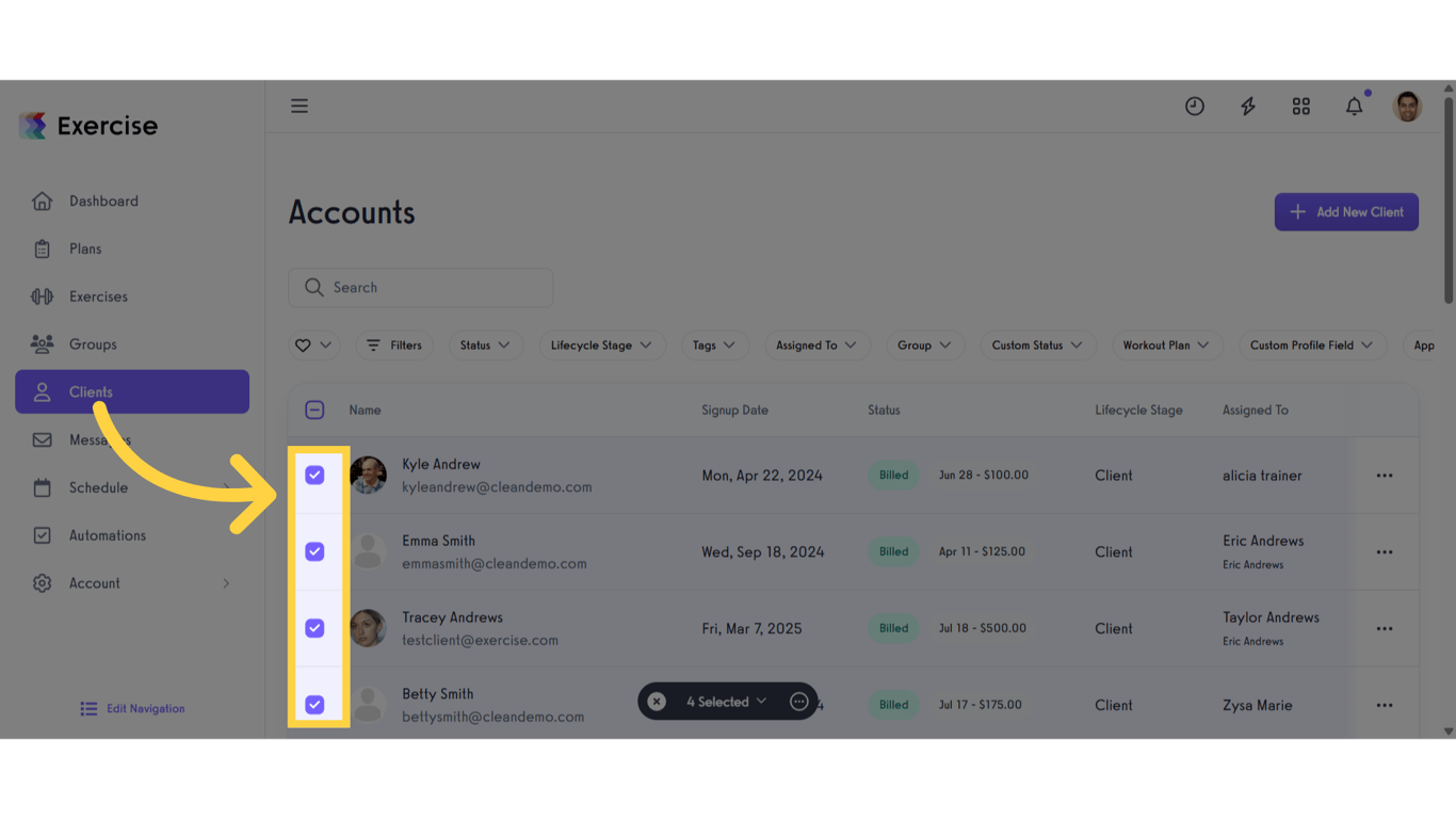 Select Multiple Clients