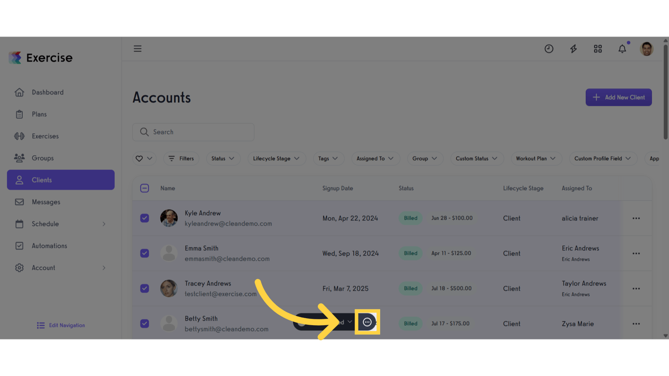 Click the three-dot menu