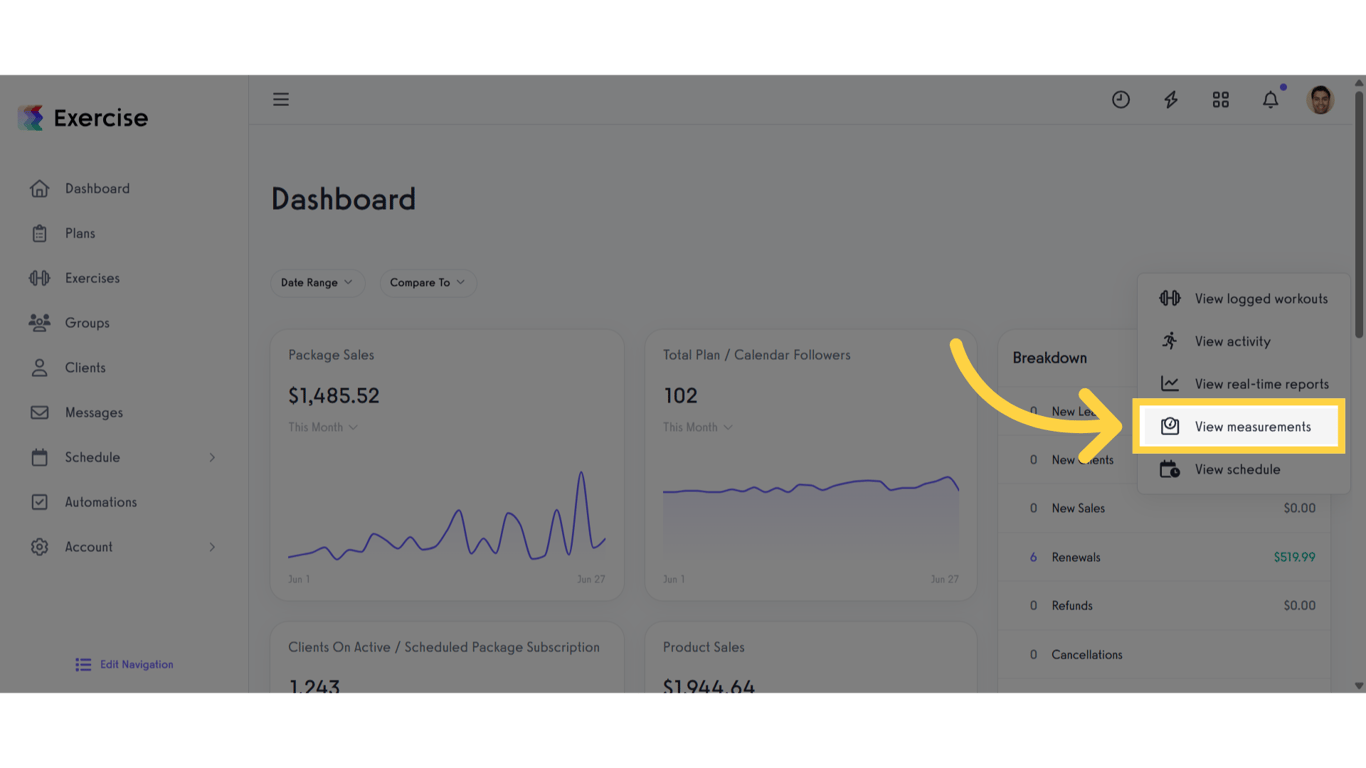 Click 'View measurements'