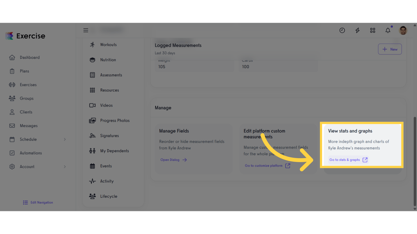Click 'Go to stats & graphs'
