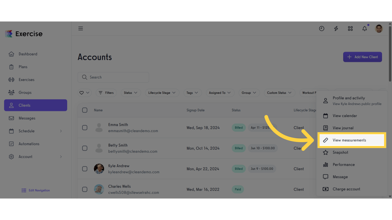 Click 'View measurements'