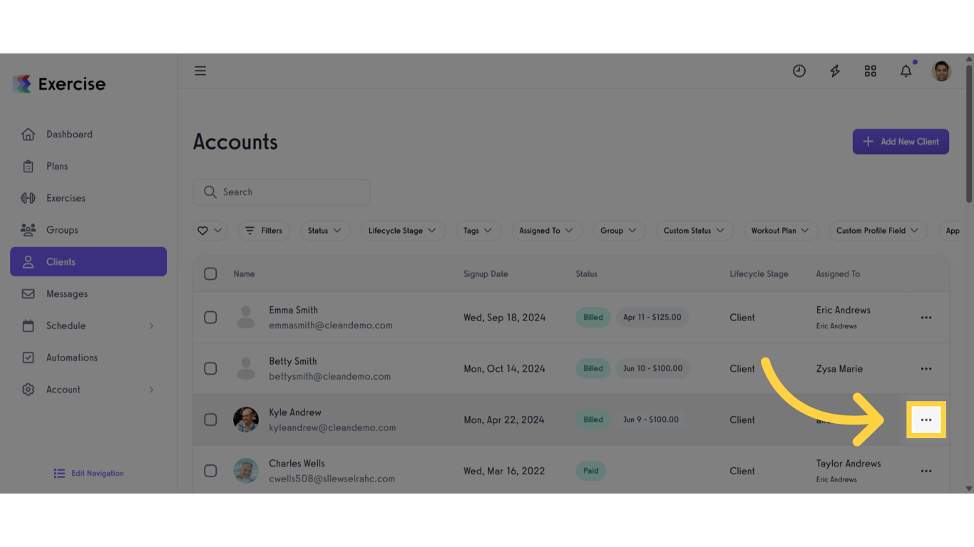 Click the three-dot menu