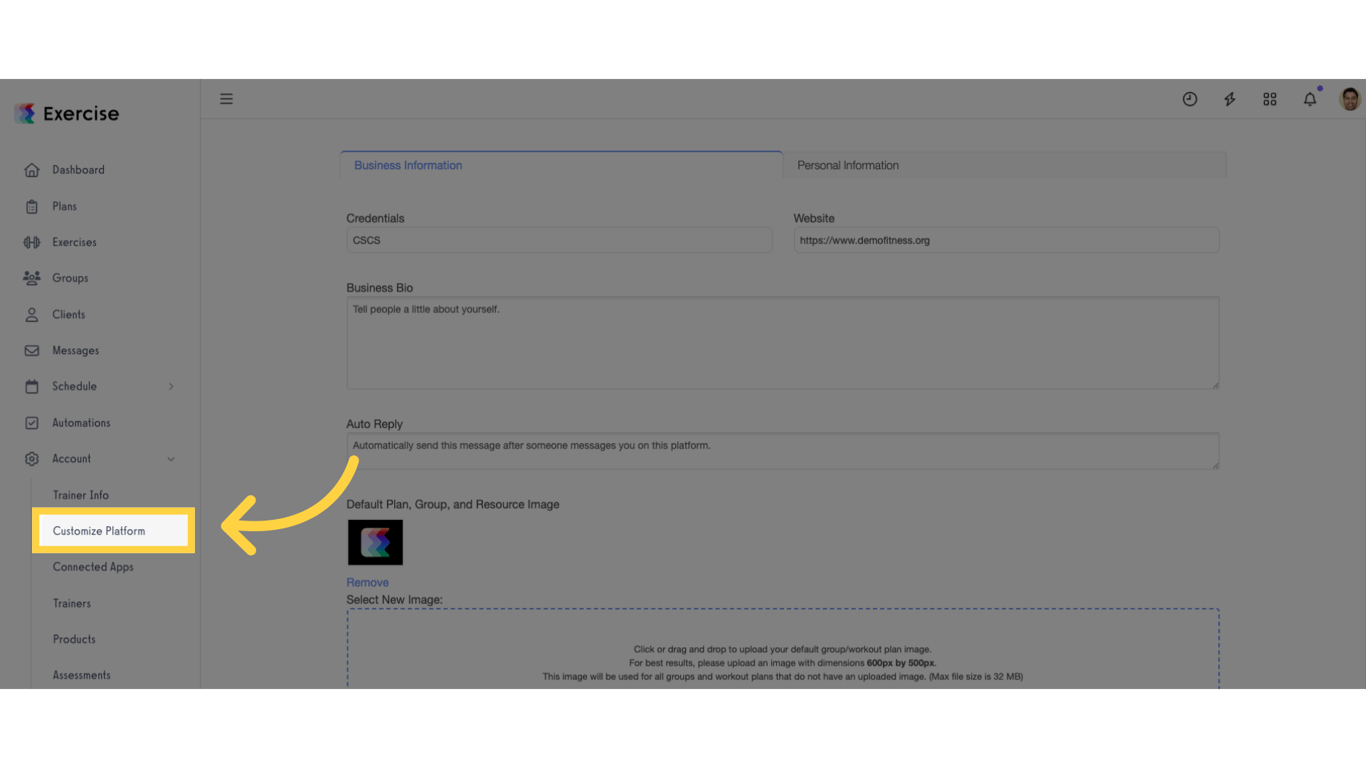 Click 'Customize Platform'.