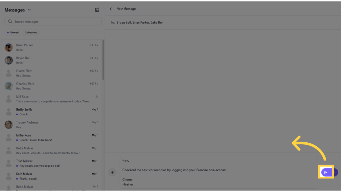 Click to send message.