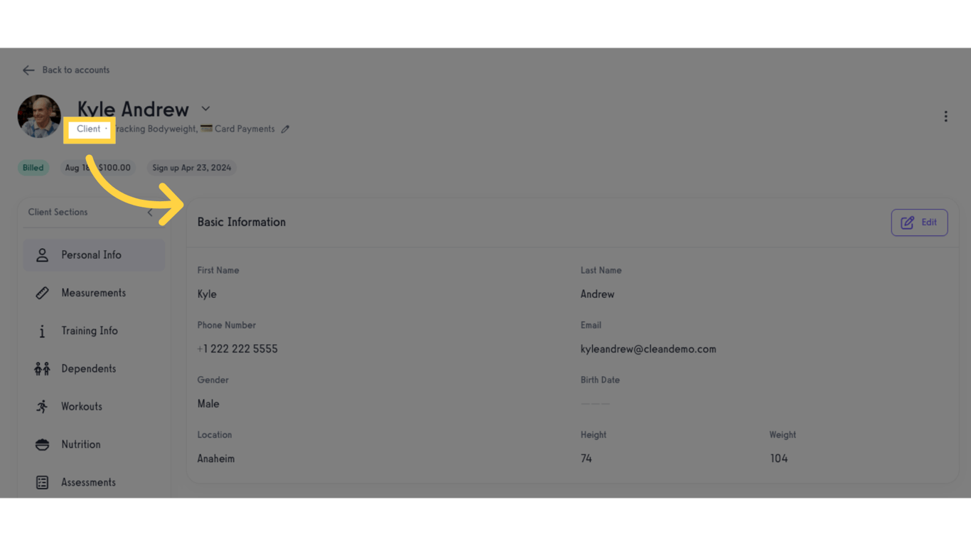 Click the current lifecycle stage to open the edit popup.