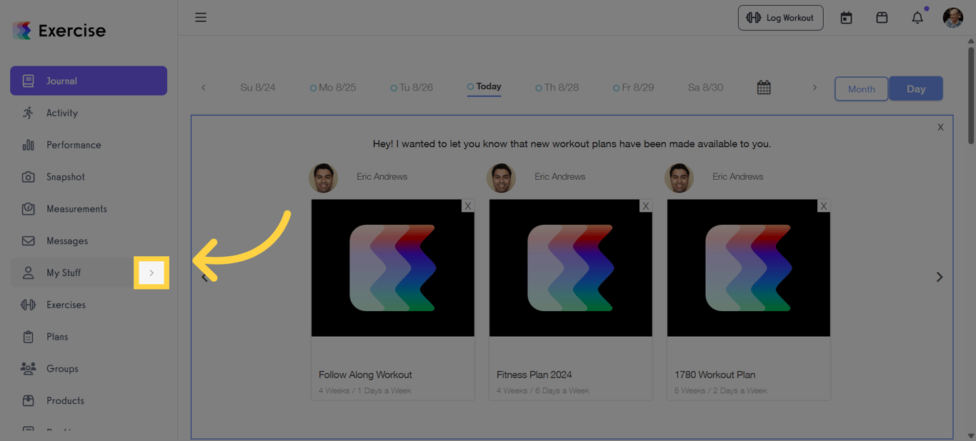Click the arrow menu.