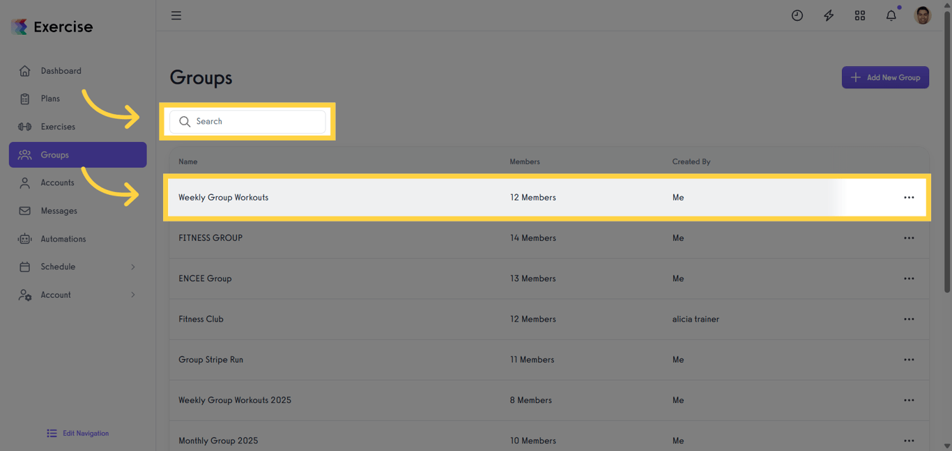 Search or select group.