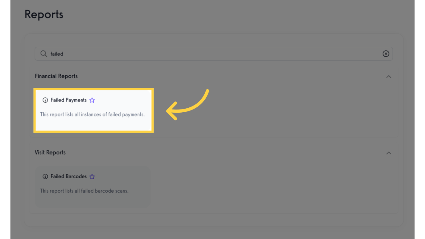Failed Payments Report