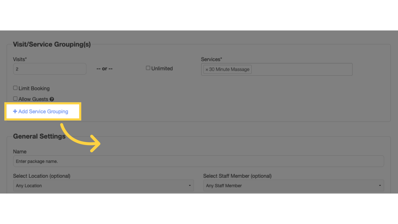 Click 'Add Service Grouping'.
