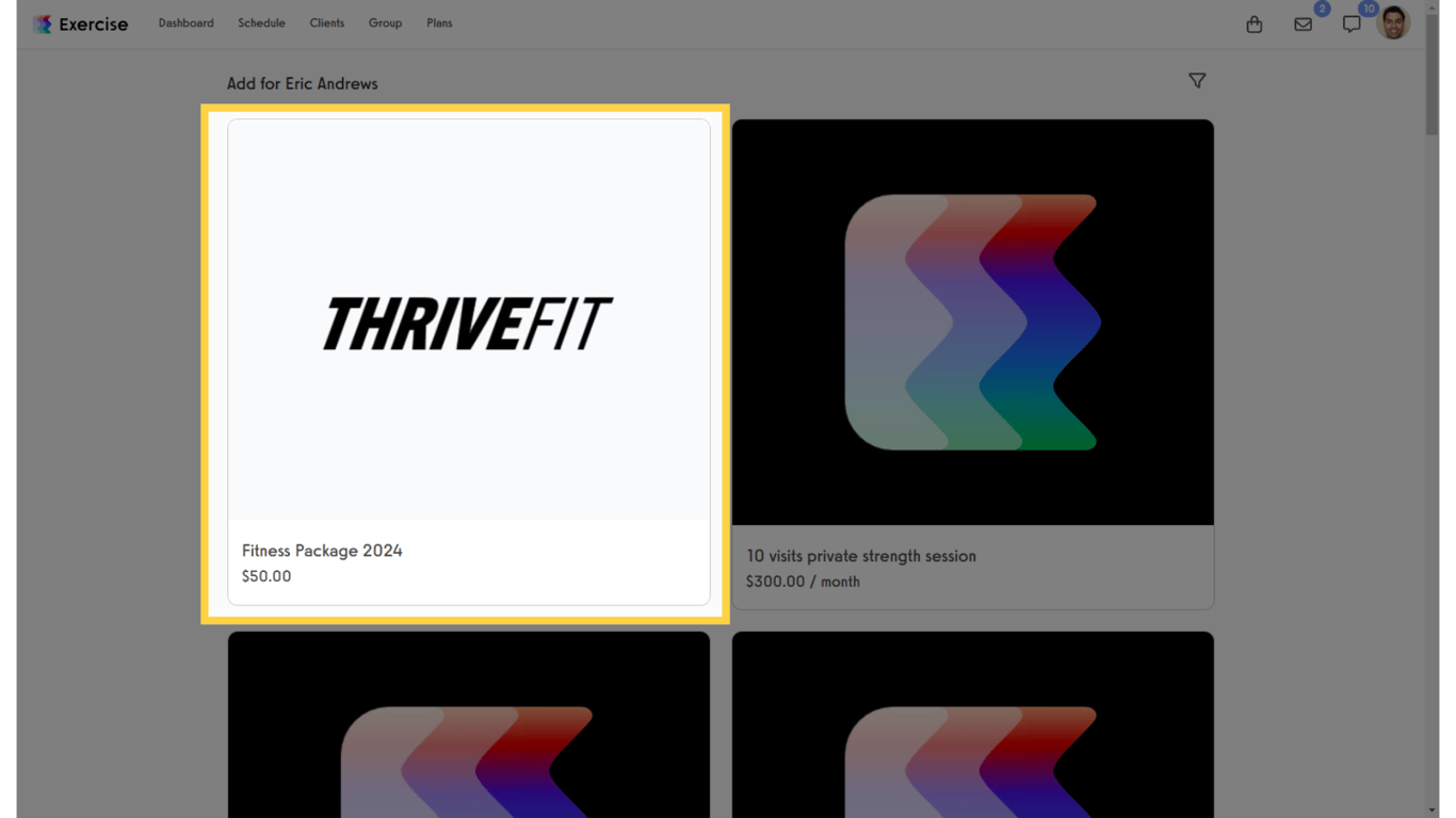 View Public Packages for Sale Page