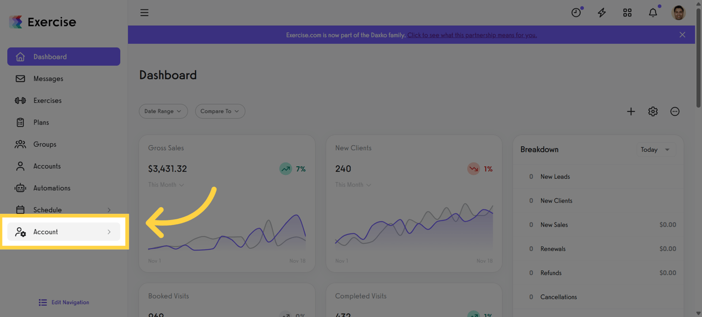 Access Account Section