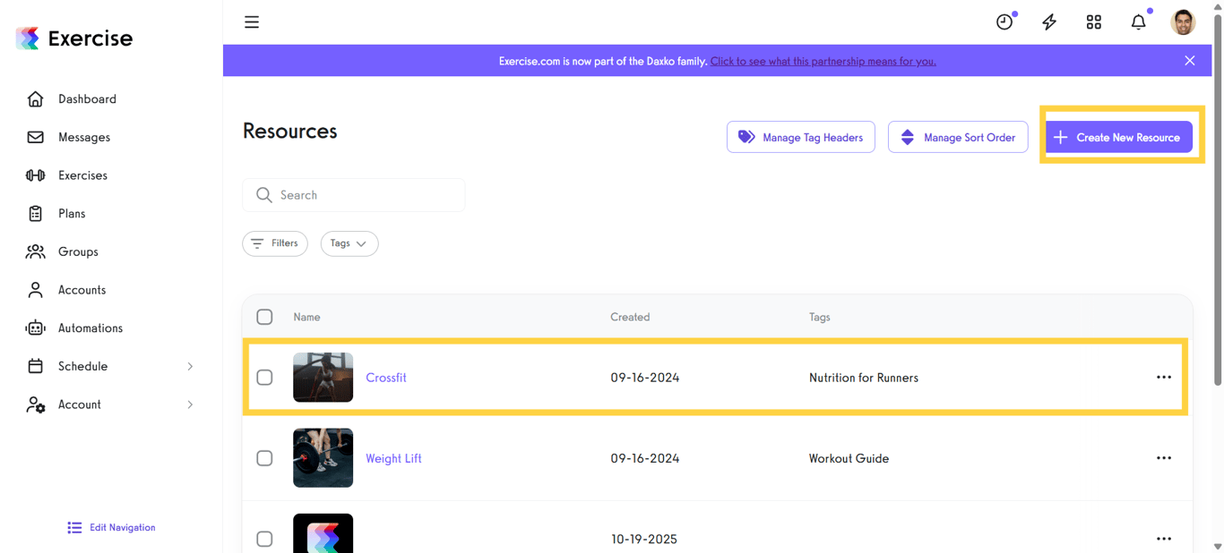 Create or Edit Resources