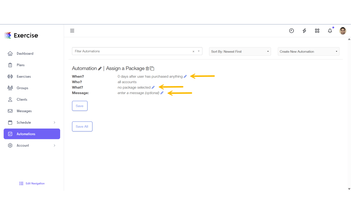 Click on the edit icons to customize.