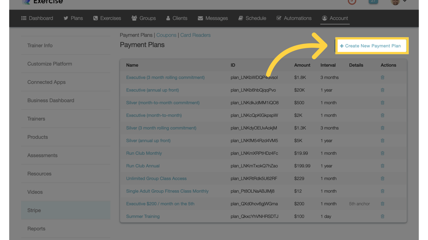 Create New Payment Plan