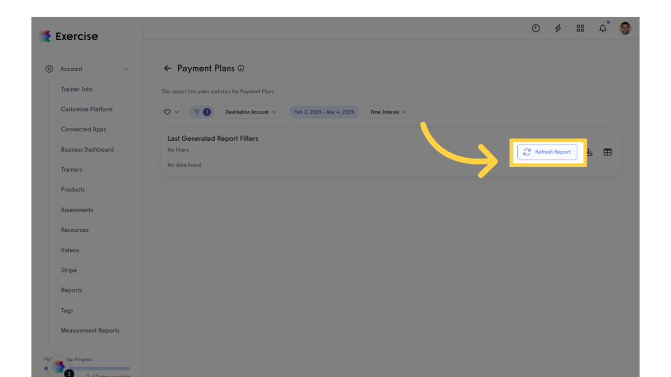 Click 'Refresh Report'