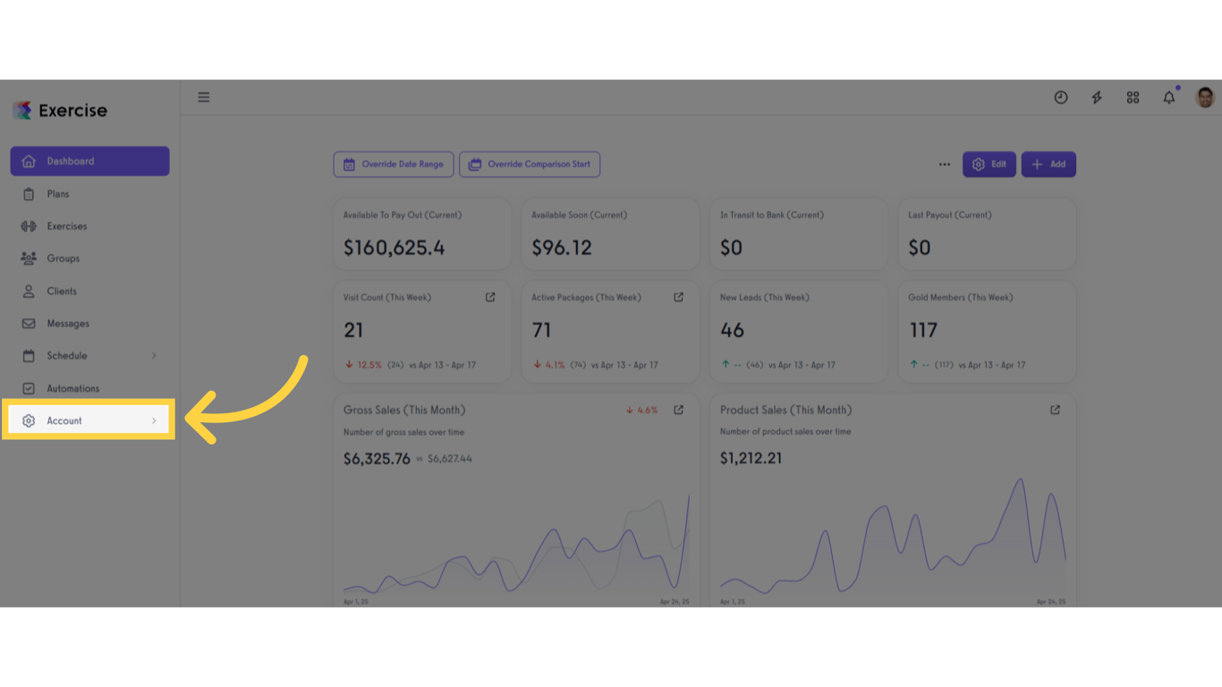 Click 'Account' tab.