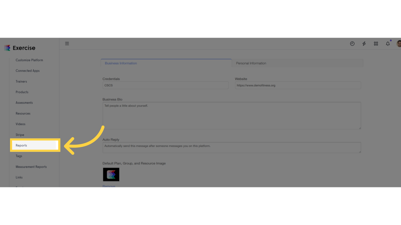 Click 'Reports' tab under Account.