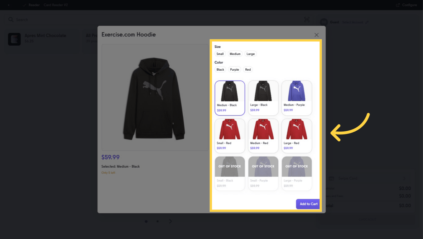 Filter and add a product variant to cart