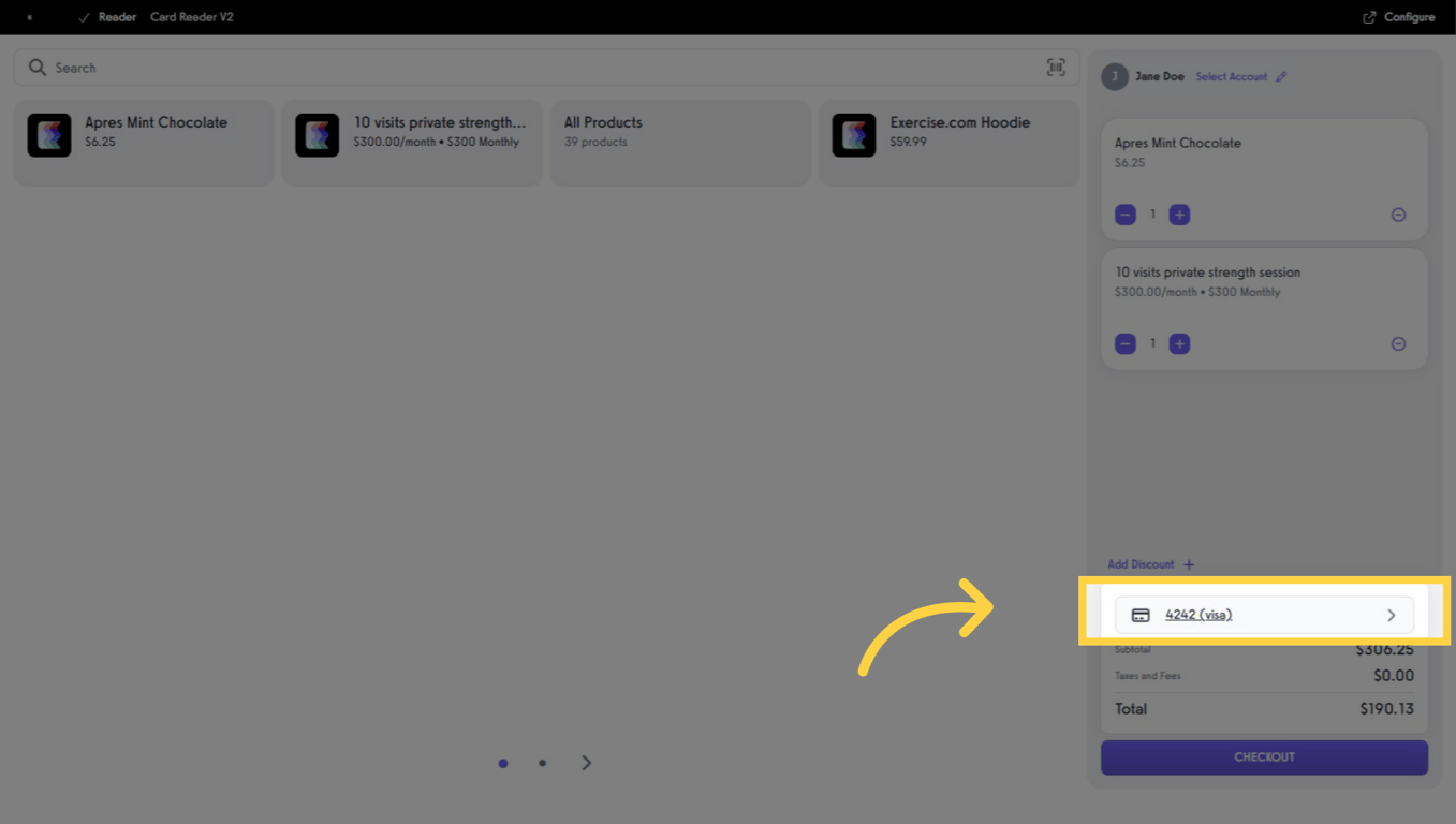 Open payment methods modal