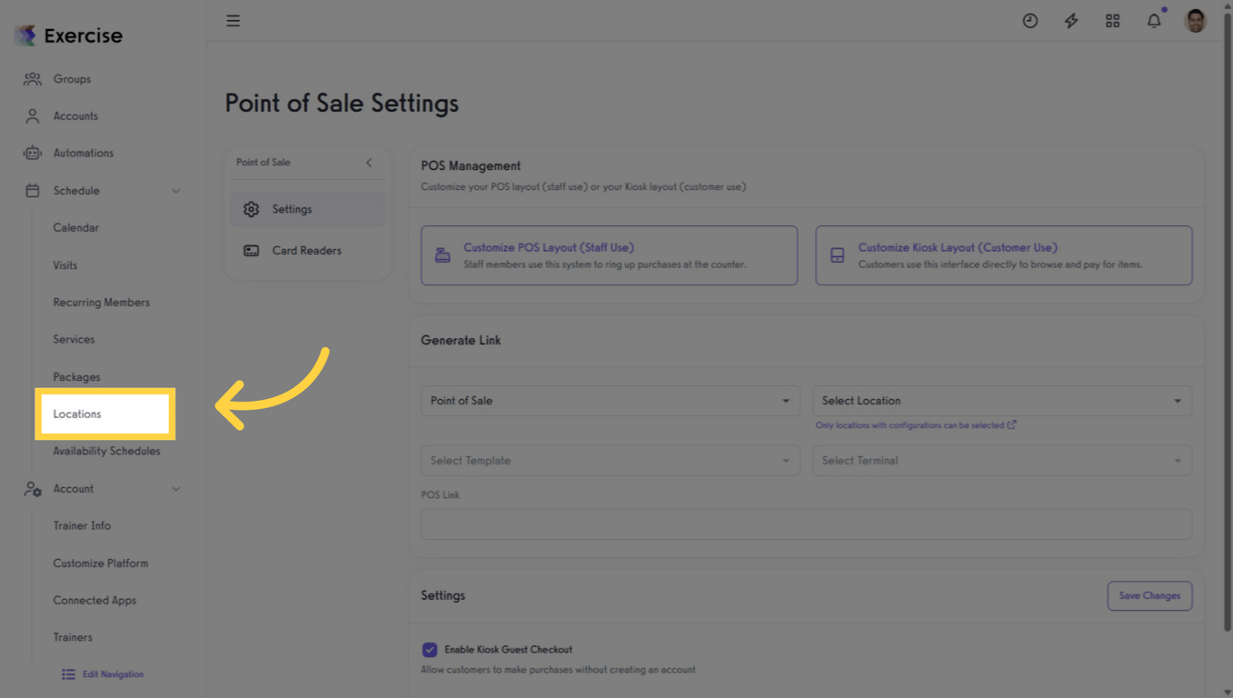 Access Locations tab