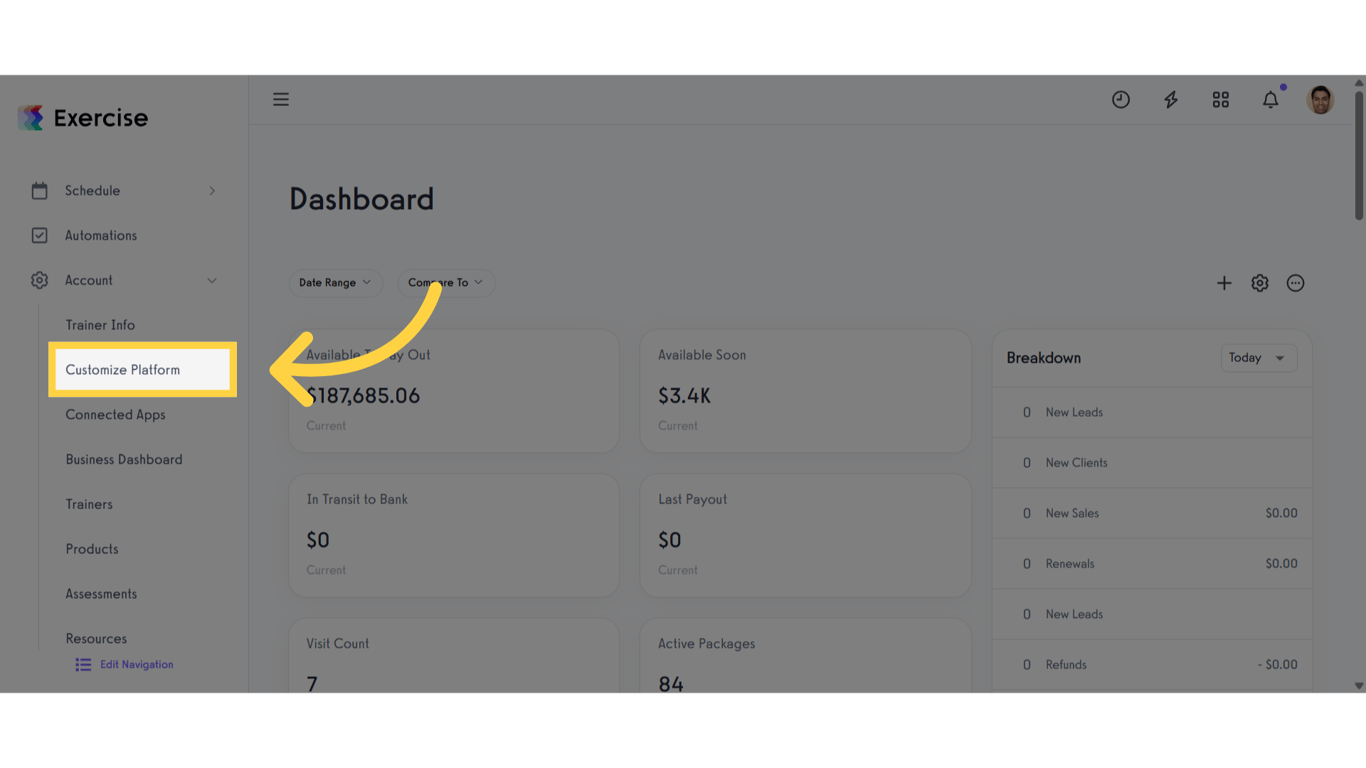 Click 'Customize Platform'