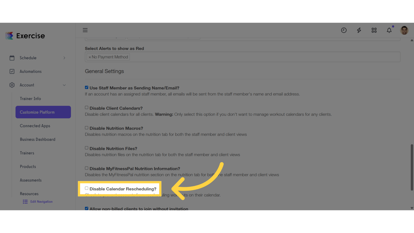 Click 'Disable Calendar Rescheduling?'
