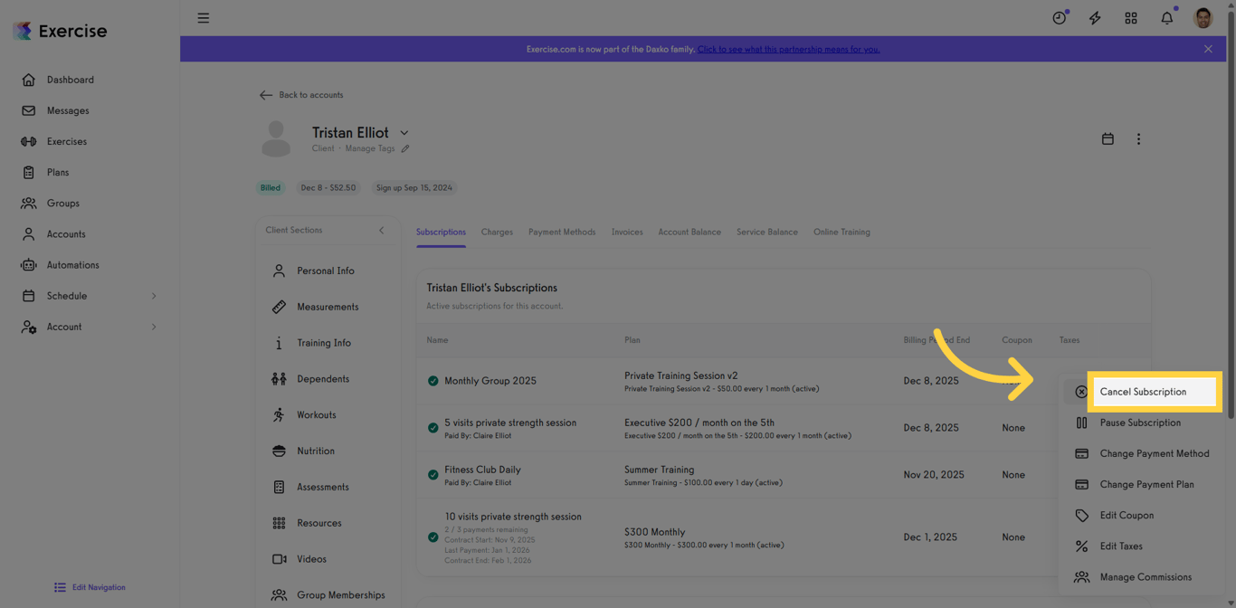 Click Cancel Subscription
