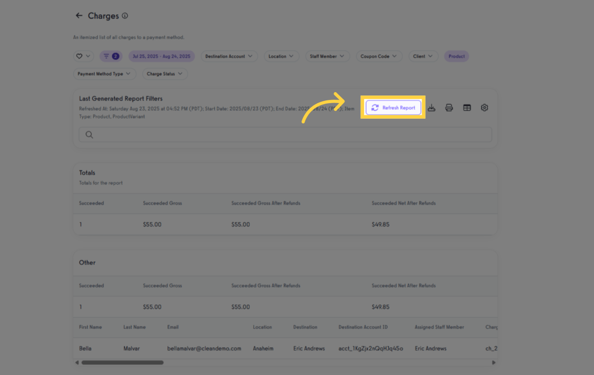 Charges - Refresh Report