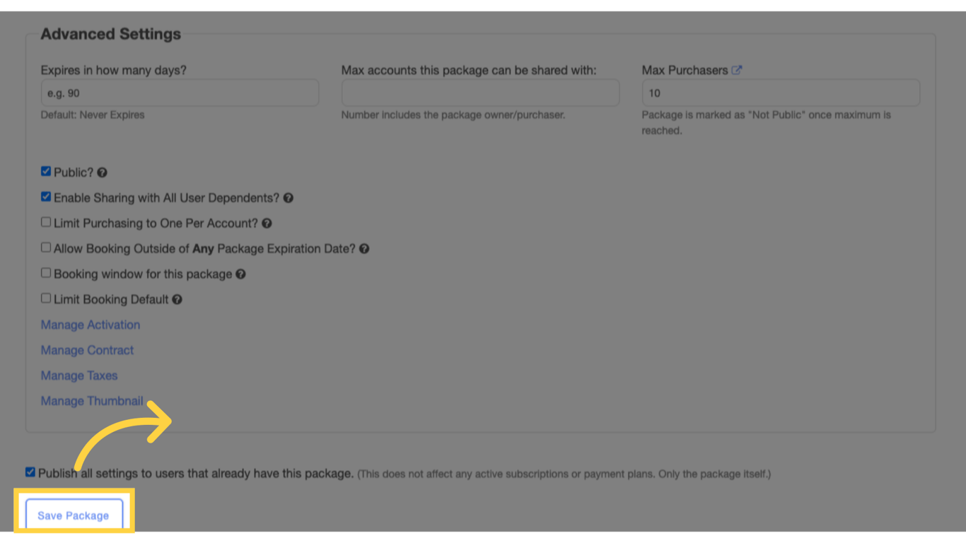 Click 'Save Package'.