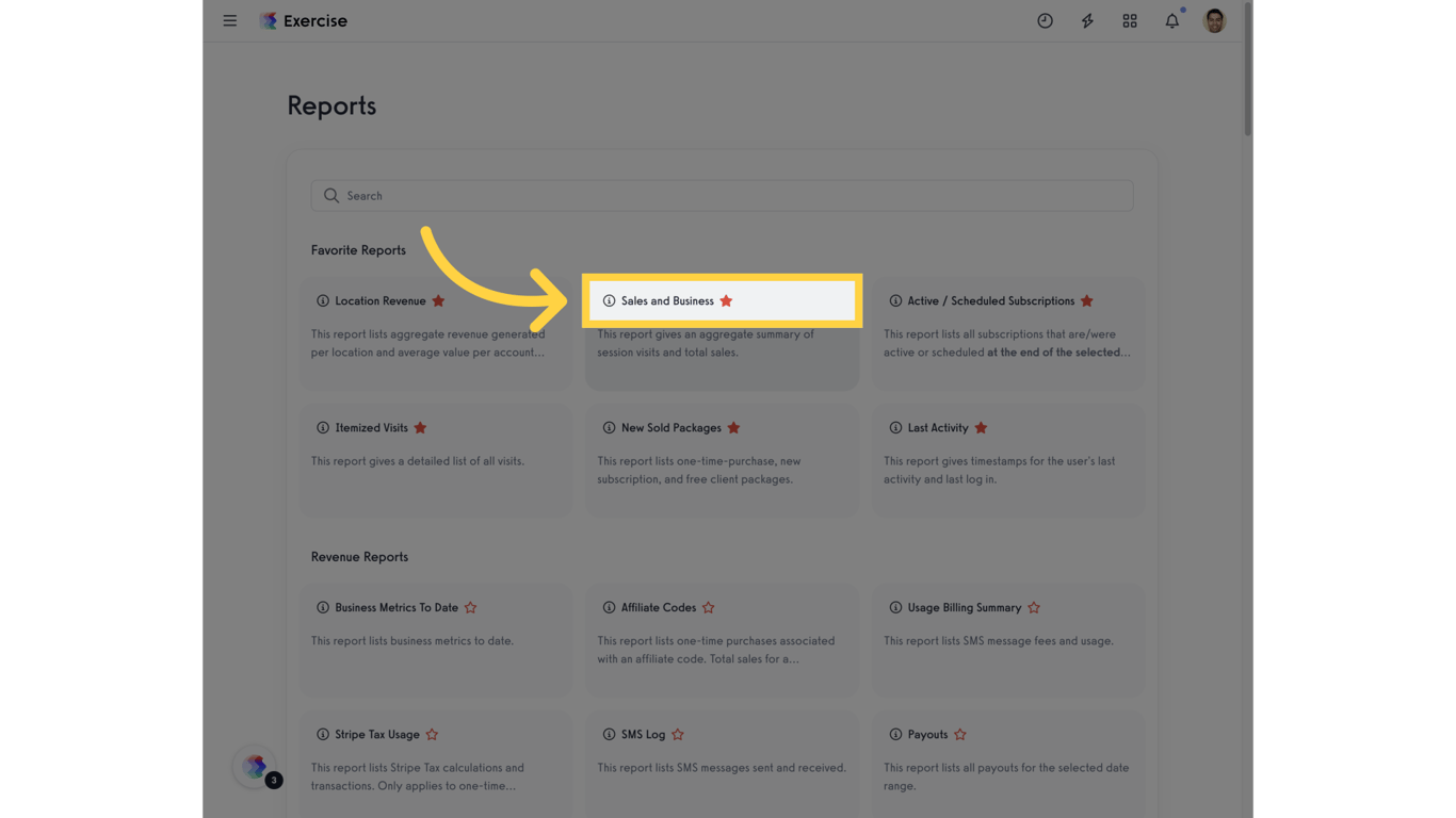 Click on the report you want to update.