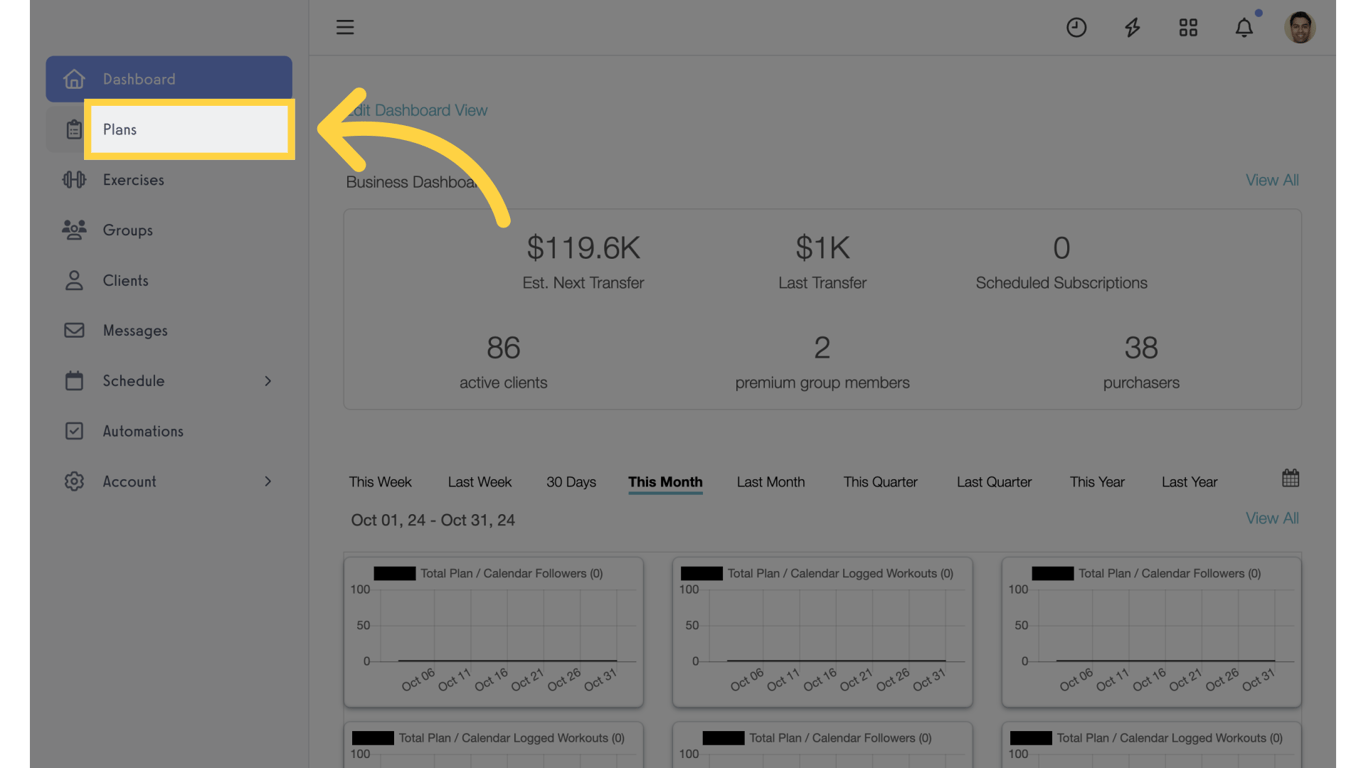 Navigate to the “Plans” tab.
