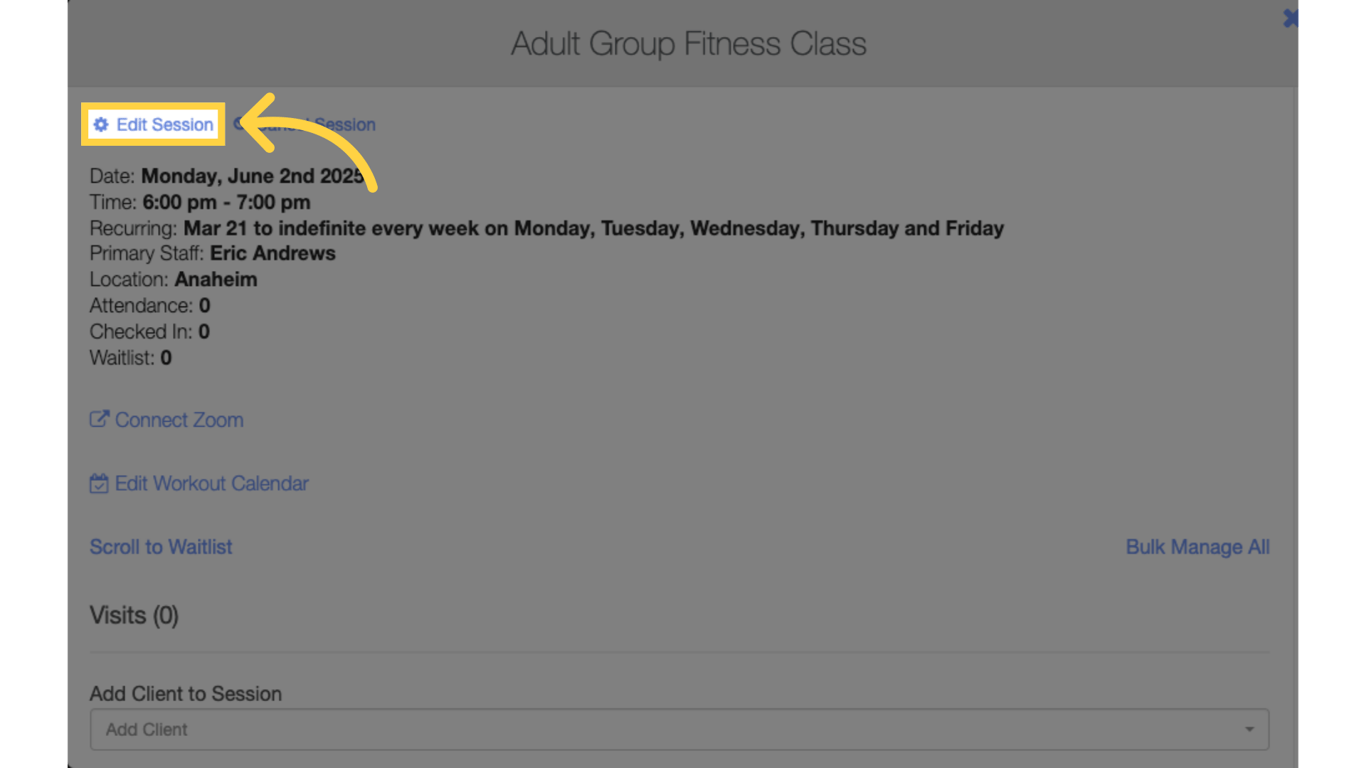Option 2 Step 2: Click 'Edit Session'.
