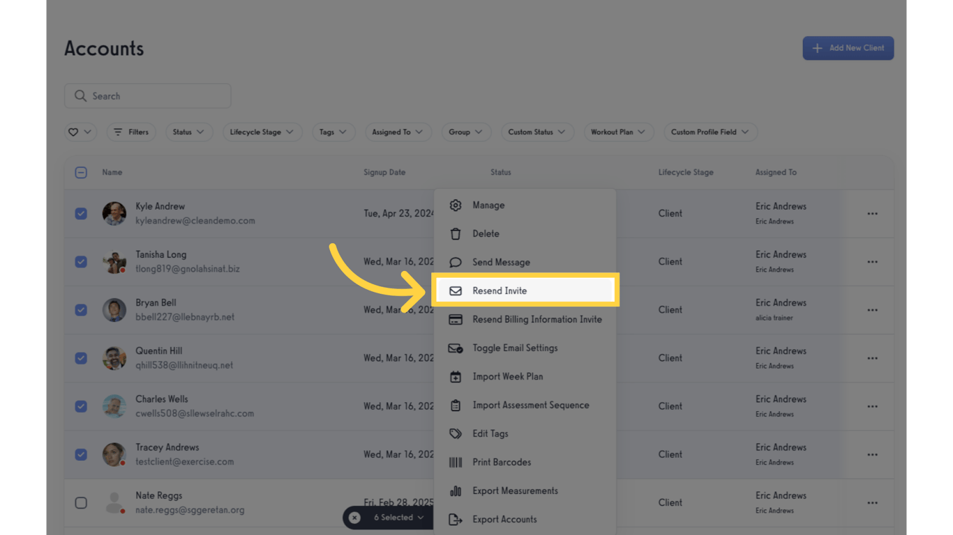 Click 'Resend Invite'.