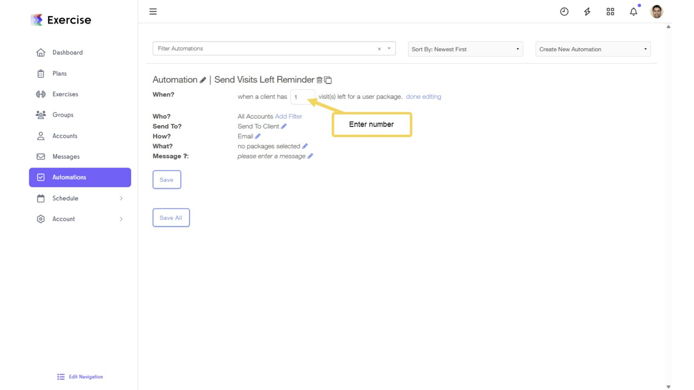 Click the edit icon next to “When?” and customize the settings.