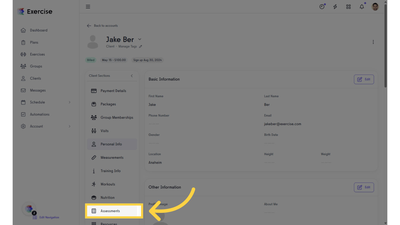Click 'Assessments.'
