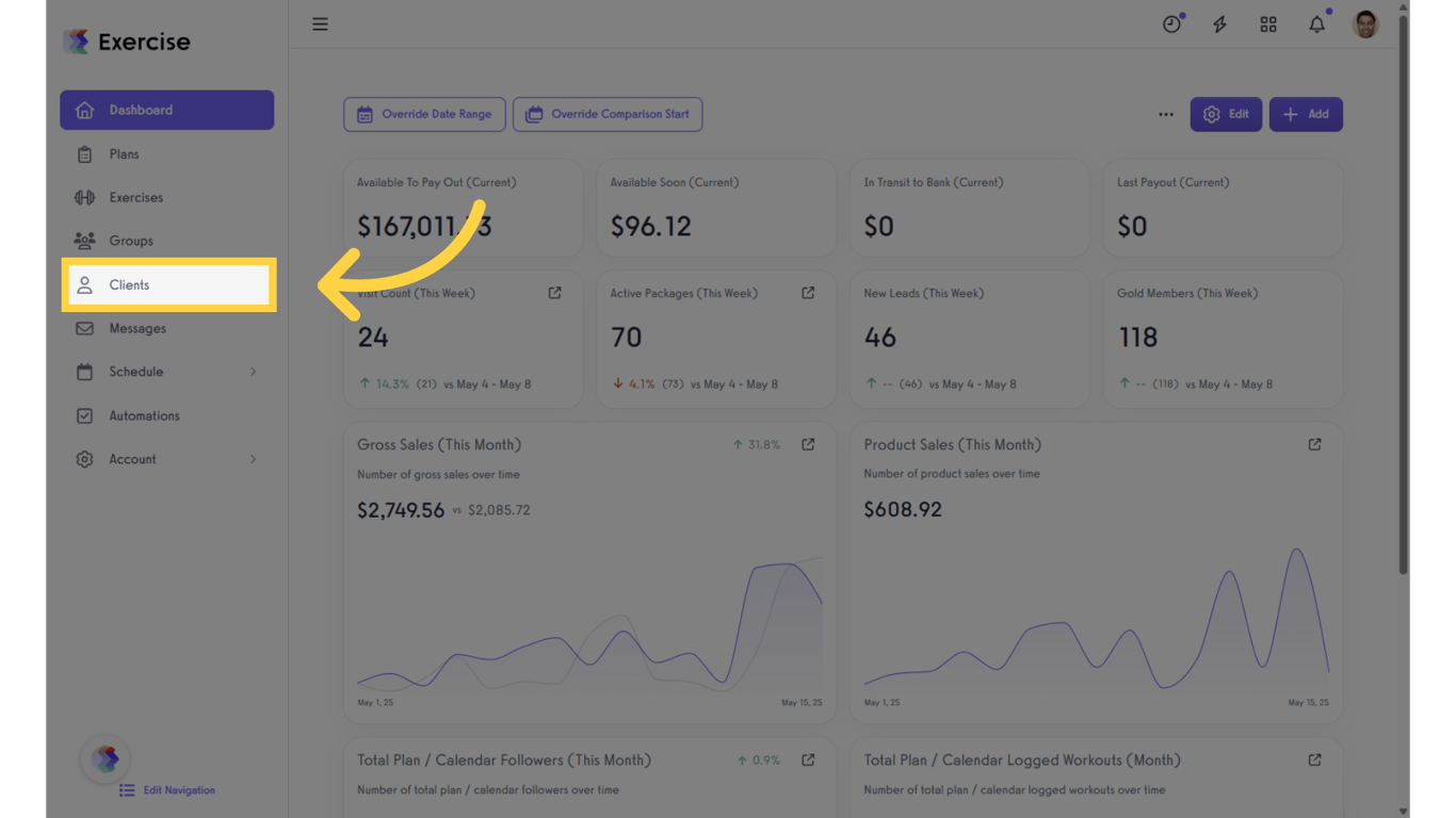 Click on the “Clients” tab on the left side bar.