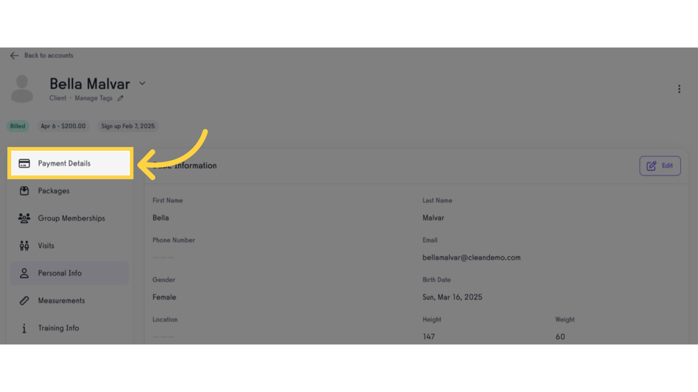 Click 'Payment Details'.