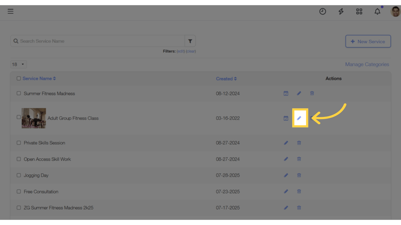 Edit specific 'Service'.
