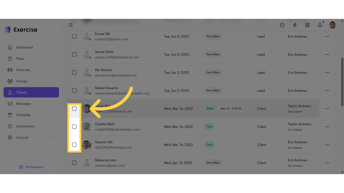 Select the clients you would like to remove tags from
