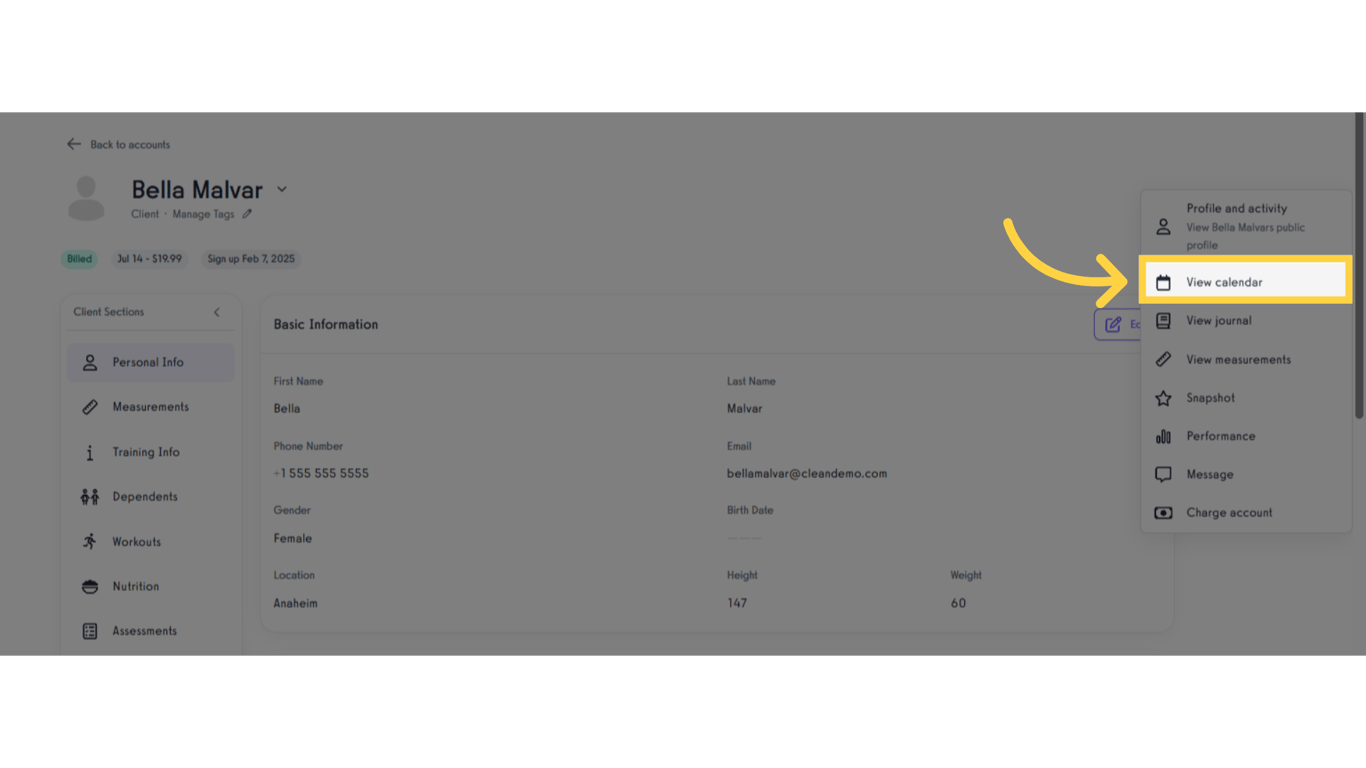 Click 'View calendar'.