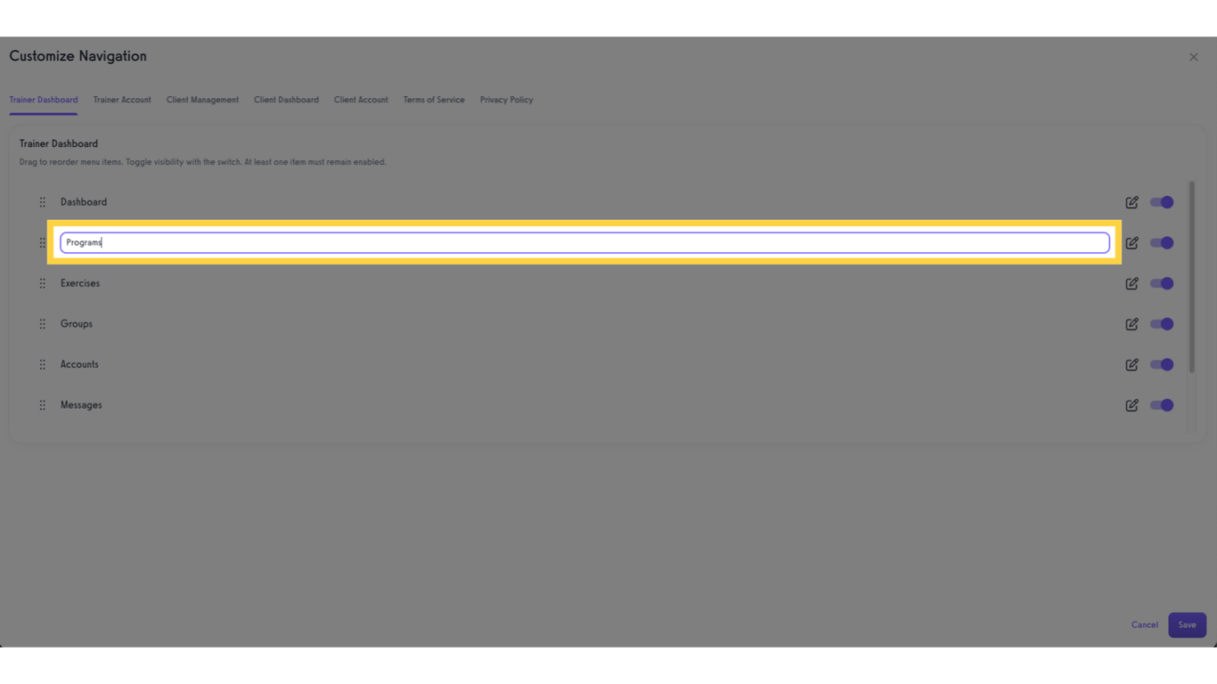 Change the title of the tab.