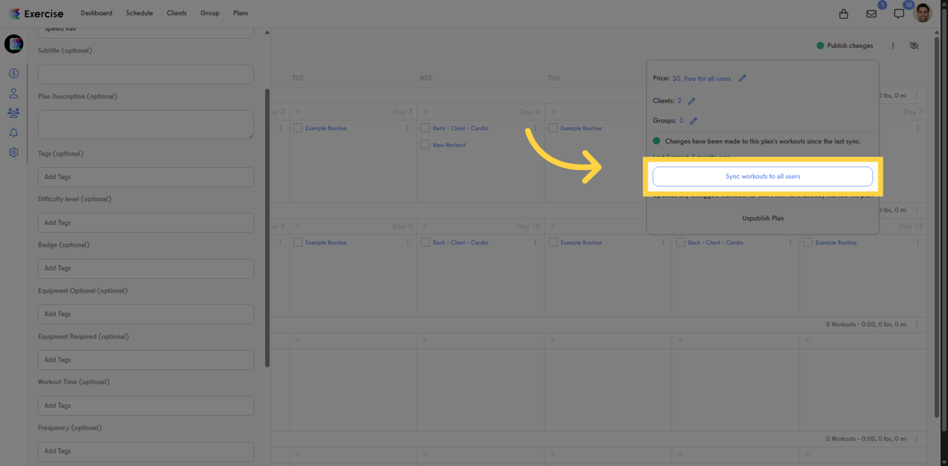 Sync Workouts to Users