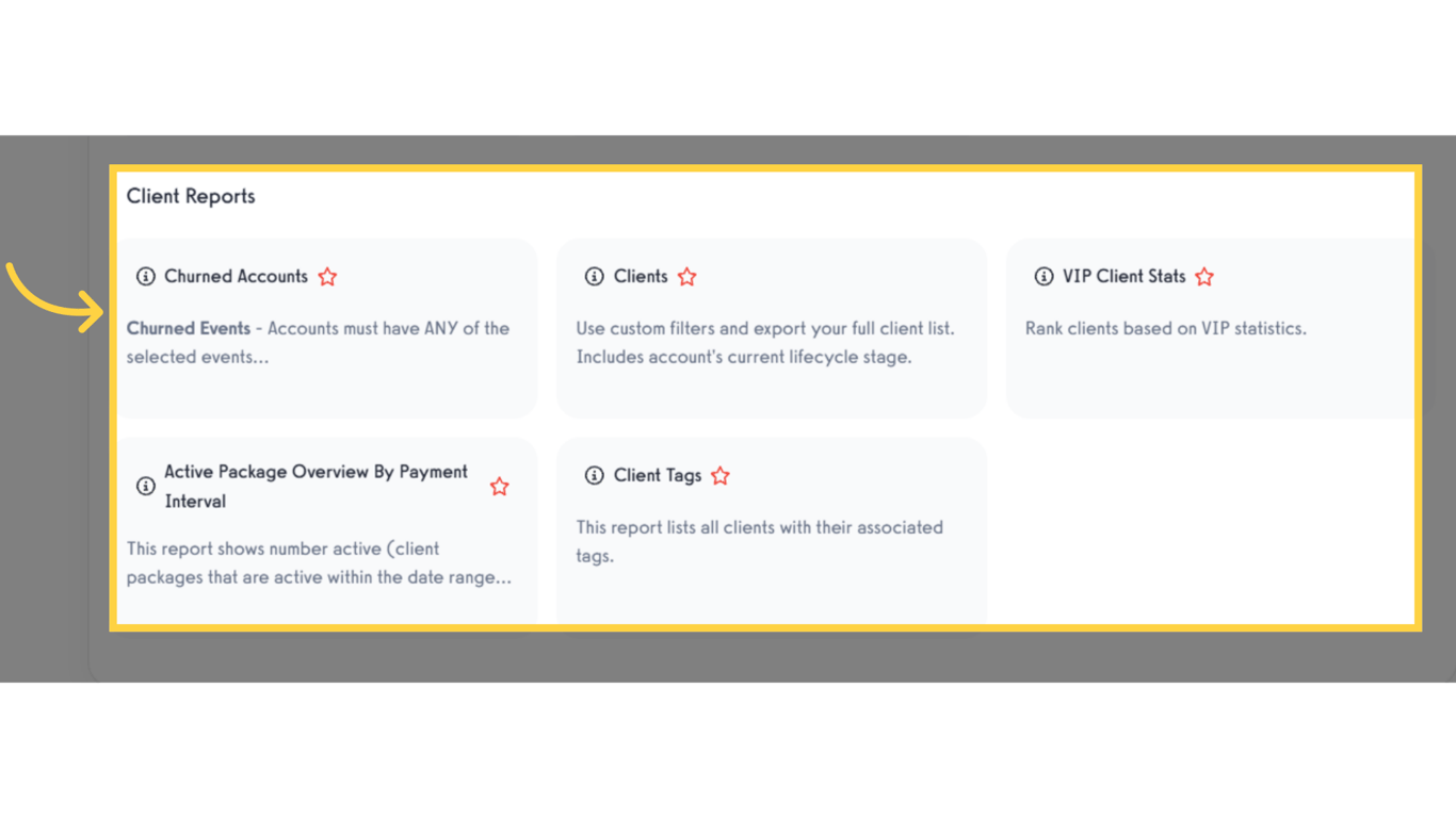 View 'Client Reports'.