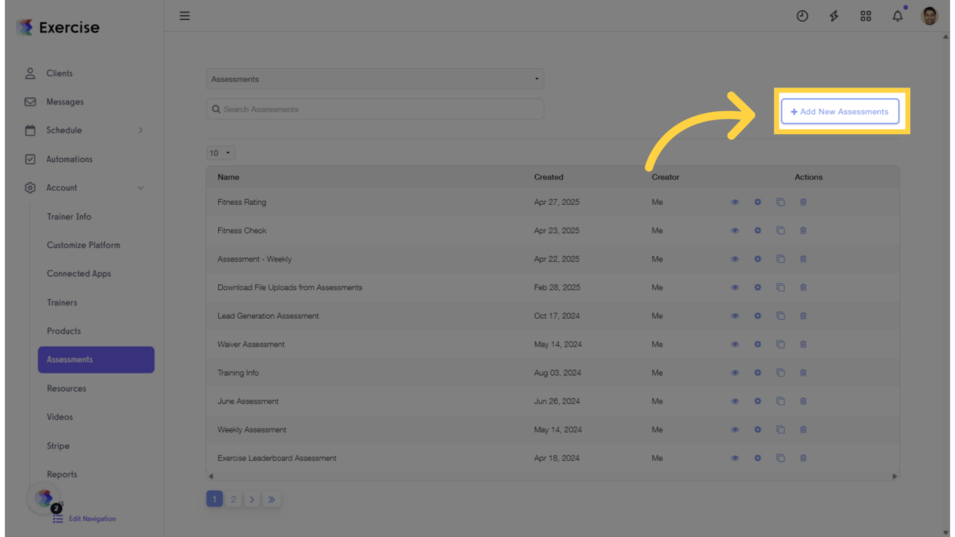 Click 'Add New Assessments.'