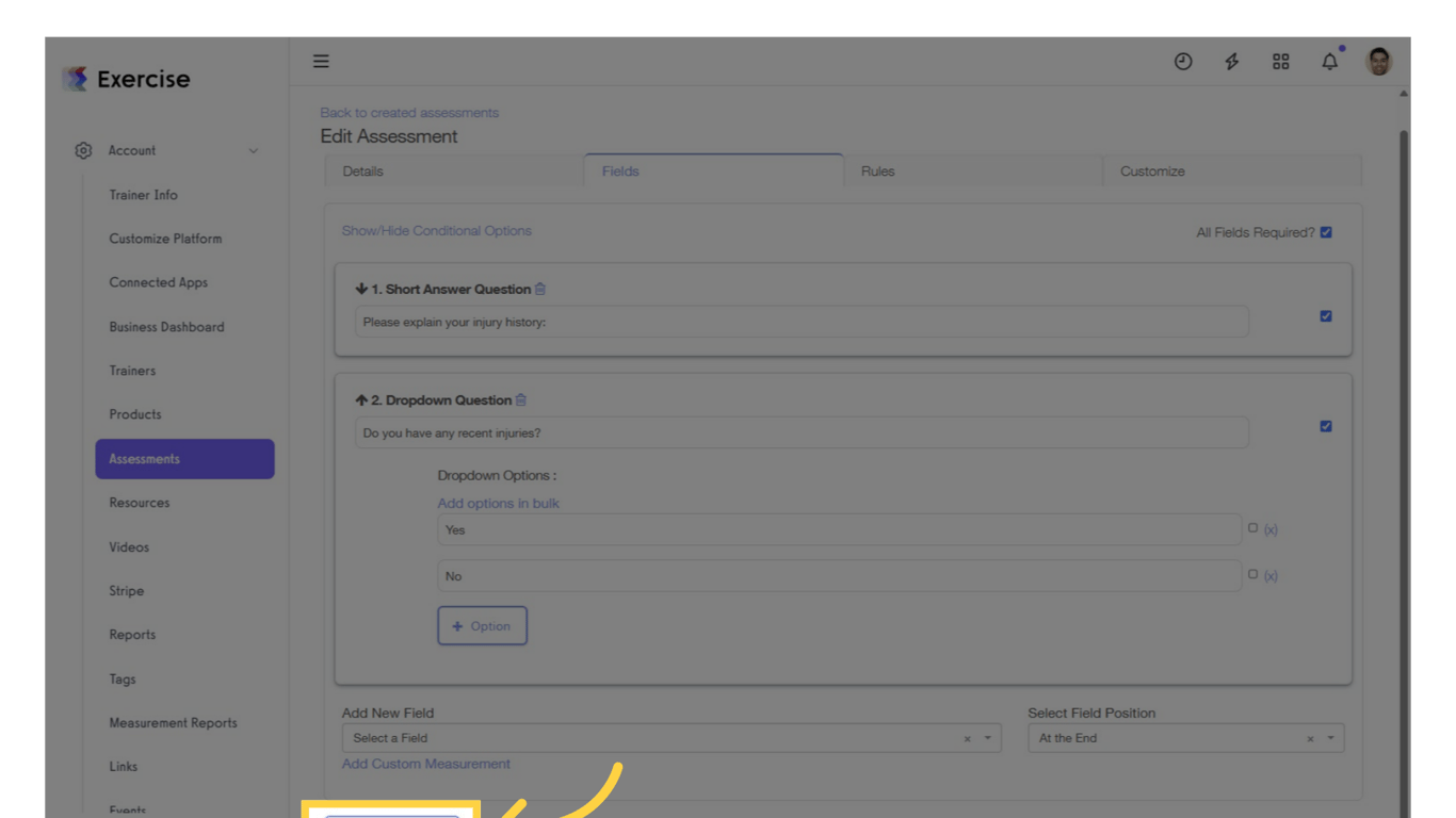 Click 'Save Assessment.'