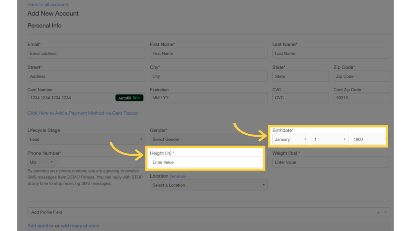 Verify the fields that are required.