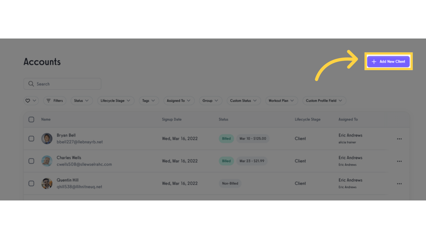 Click 'Add New Client'.